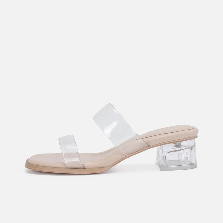 Levoire | Sandales pour femmes à talons moyens transparentes Abricot Cristal Talon