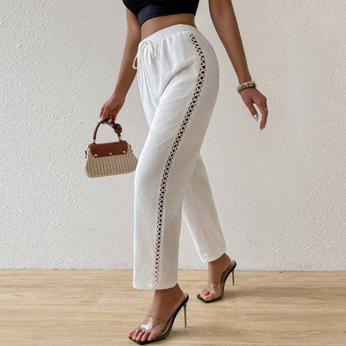 Pantalons larges en coton pour femmes avec détails de volants sur les côtés Levoire