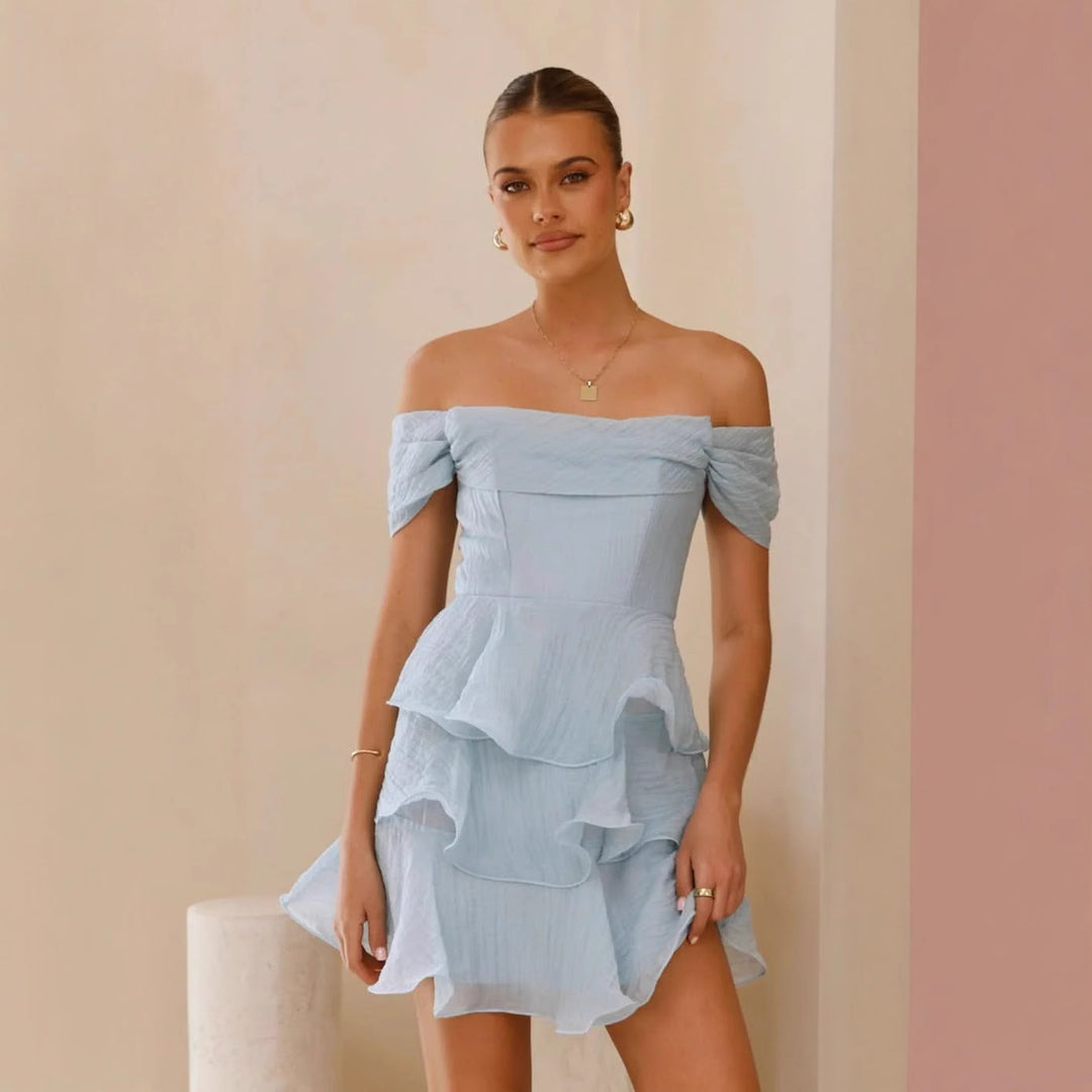 Robe romantique à volants pour femmes avec design dénudé des épaules Levoire