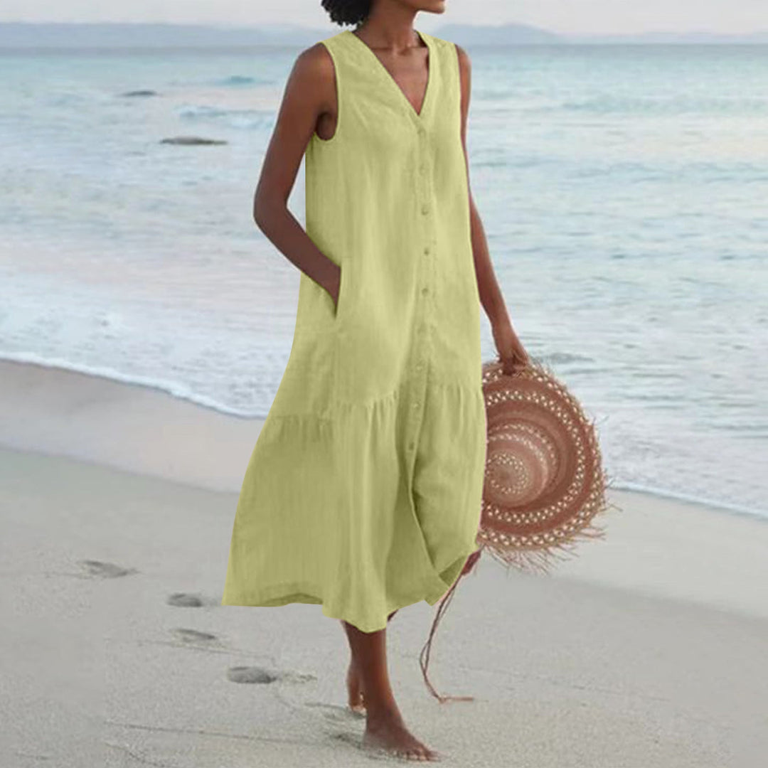 Levoire | Robe D'Été Confortable Avec Poches Vert clair