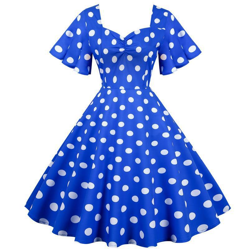Robe Rockabilly pour femmes avec un motif amusant à pois et un ourlet flottant Levoire
