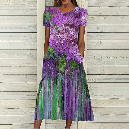 Levoire | Pratique Robe T-shirt Imprimée Col Rond avec Poche 3#