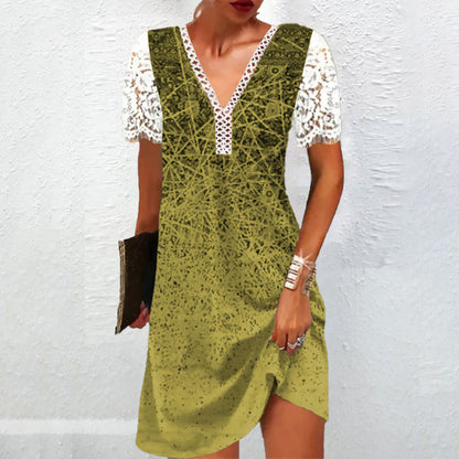 Levoire | Robe à manches longues imprimée V décolleté raffinée