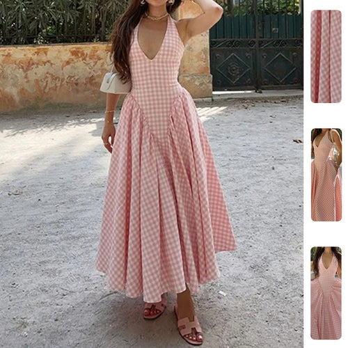 Robe maxi femme avec décolleté en V et jupe évasée Levoire