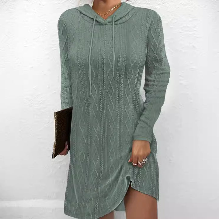 Robe hoodie femme avec motif en tricot texturé et fente latérale Levoire