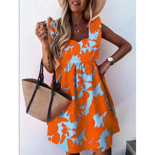 Robe d'été pour femme avec des détails en volants et un motif floral Levoire