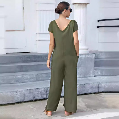 Levoire | Tendance Printemps Été Uni Patches Sac Décolleté en V Salopette