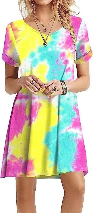 Robe T-Shirt Femme avec un Design Tie-Dye Moderne Levoire