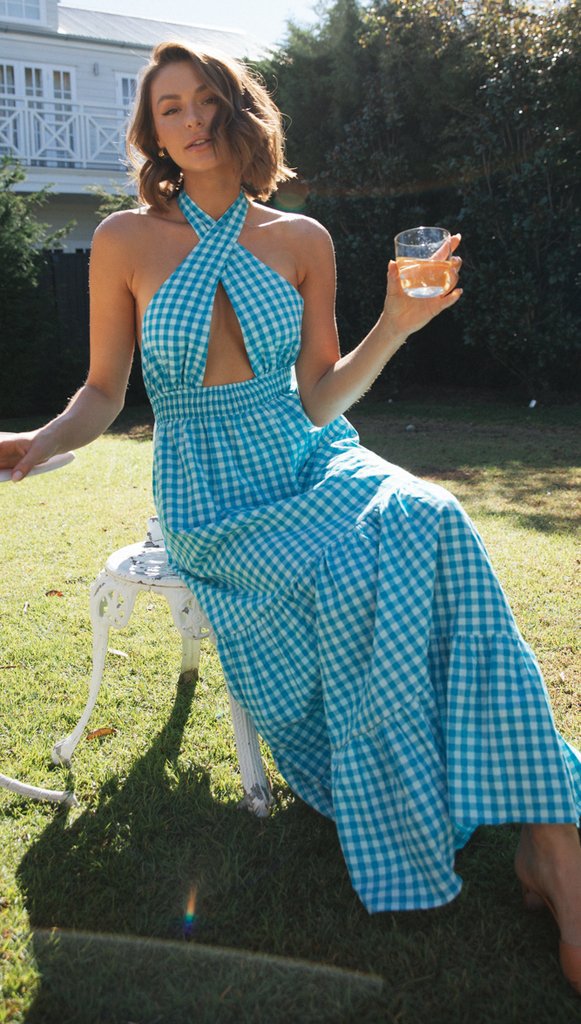 Robe maxi femme avec haut enroulé et ourlet à volants Levoire
