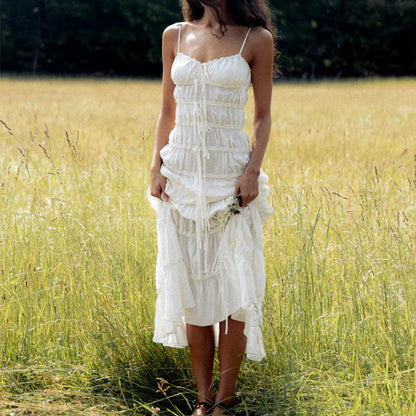 Levoire | Robe maxi plissée en dentelle élégante