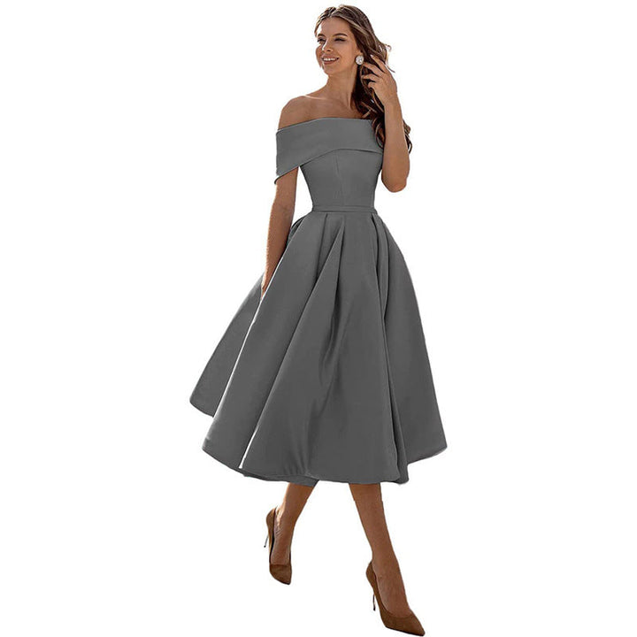 Levoire | Robe de soirée satinée sans bretelles lässig Gris