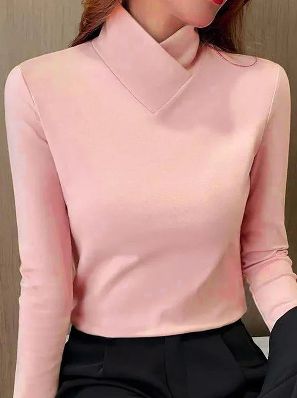 Levoire | Élégant Pull À Col Roulé Avec Col Haut Rosa