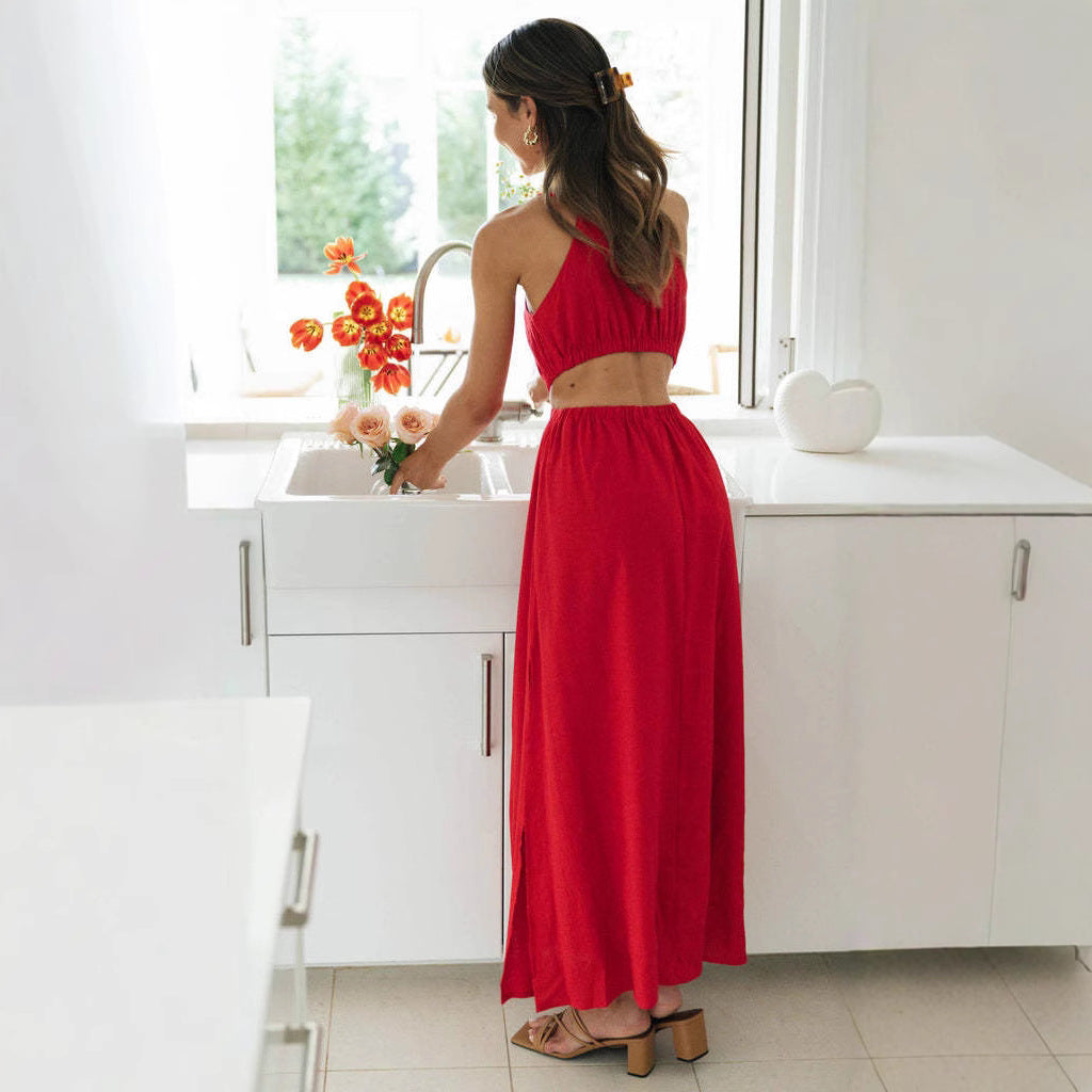 Robe maxi pour femme avec découpes latérales et fentes haute sur la jambe Levoire