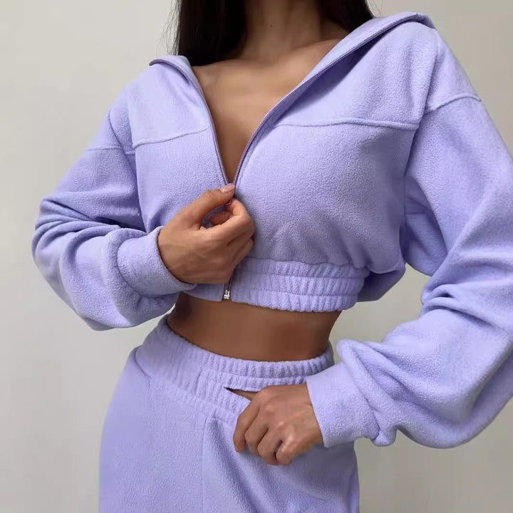 Levoire | Sweat à col rond en polaire chaude Ensemble de pantalon double