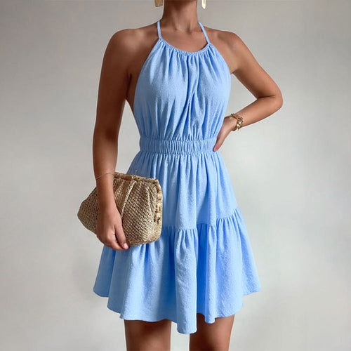 Robe dos nu pour femmes avec ourlet froncé amusant Levoire