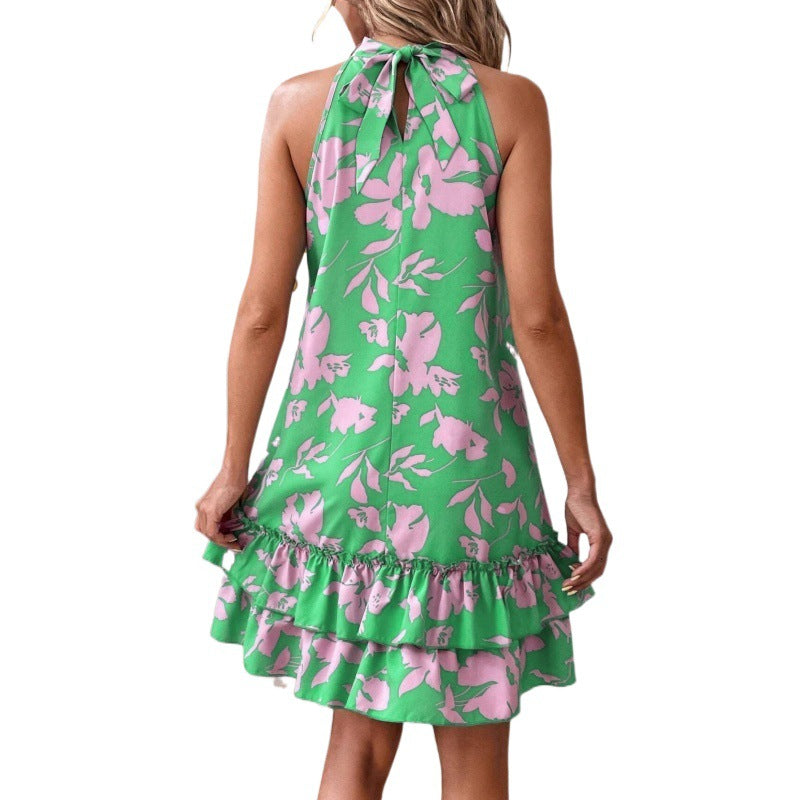 Robe d'été pour femmes avec un design de volants ludique et un motif floral Levoire