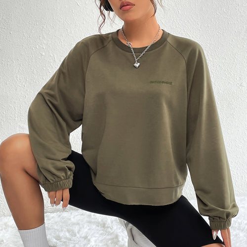 Sweatshirt décontracté pour femmes à raglan avec poignets élastiques et design minimaliste Levoire