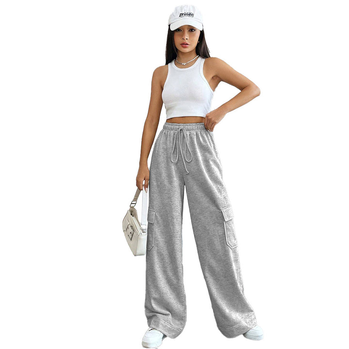 Pantalons cargo pour femmes avec jambes larges et taille élastique Levoire
