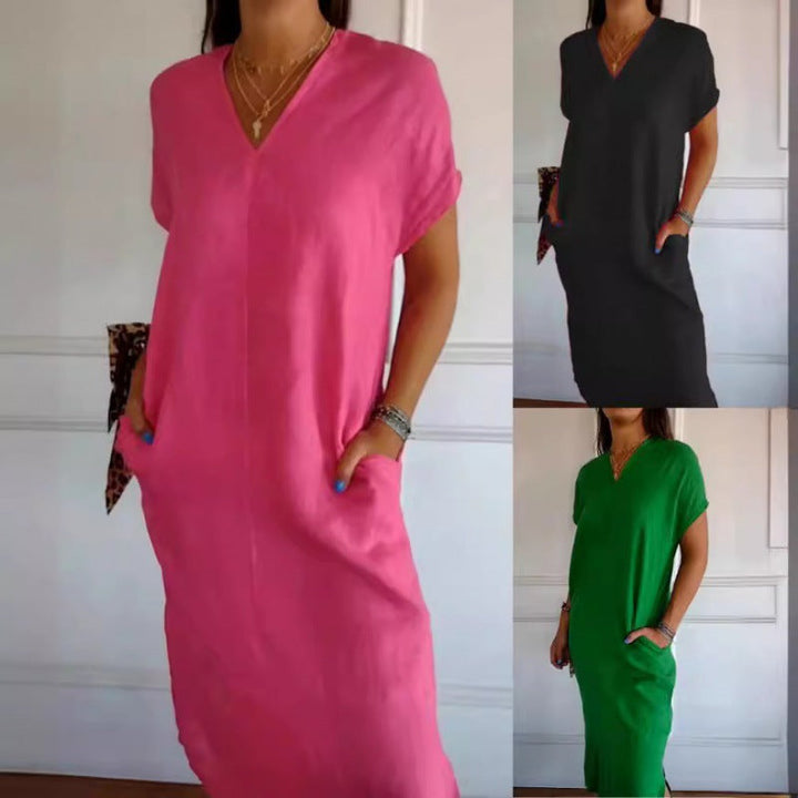 Levoire | Robe courte à encolure en V à manches courtes