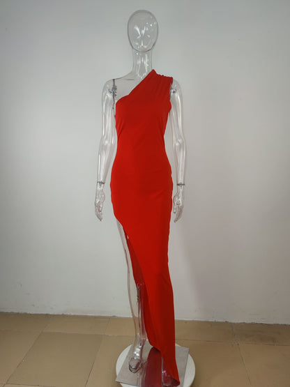 Levoire | Robe Maxi À Une Épaule Avec Décolleté Off-Shoulder Fente Latérale Élevée