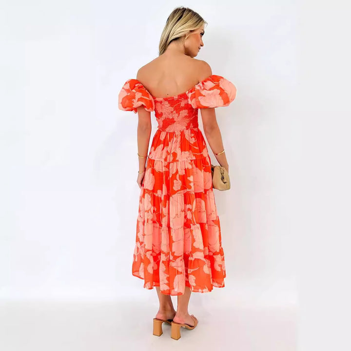 Robe maxi femme avec manches bouffantes et design floral Levoire