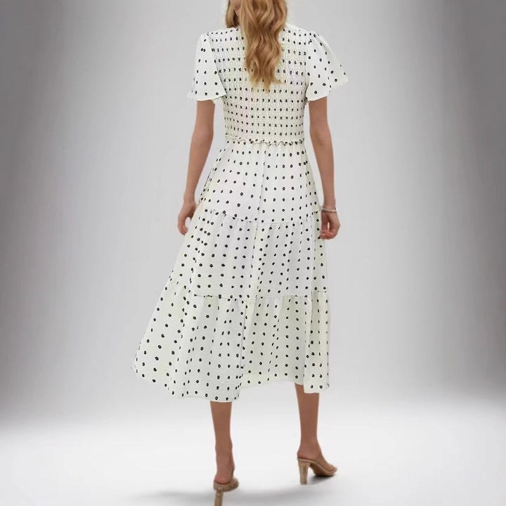 Robe midi femme avec taille élastique et détails volantés Levoire