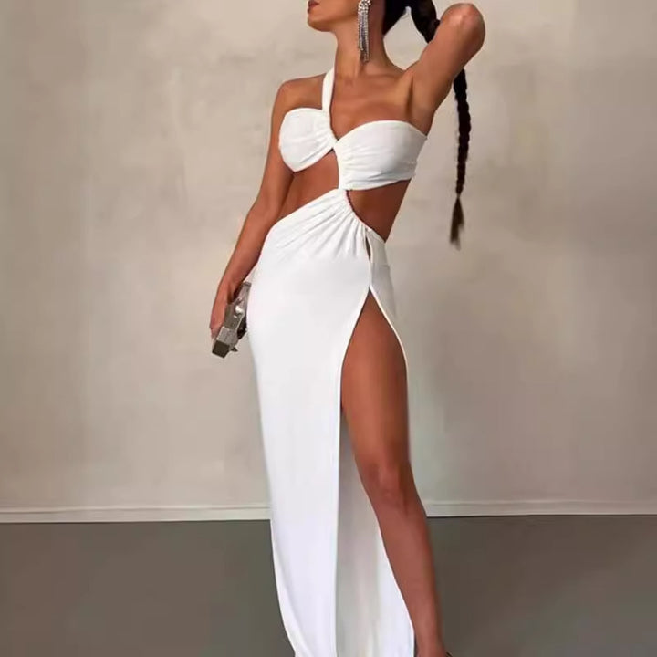 Robe Maxi Couture Femme avec Design Asymétrique et Drapé Élégant Levoire