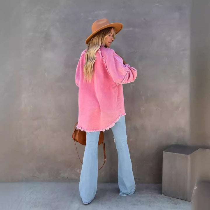 Chemise en denim surdimensionnée pour femmes avec des franges Levoire