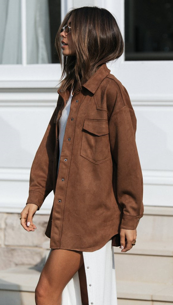 Blouse surdimensionnée pour femmes en imitation suède douce Levoire