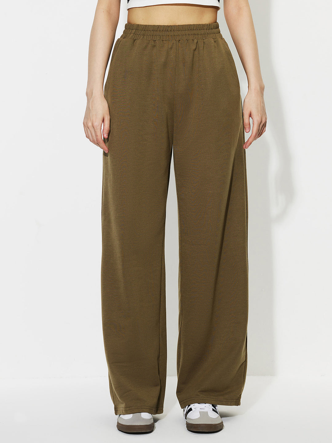 Pantalons de loisirs larges pour femmes en matériau léger avec taille élastique Levoire