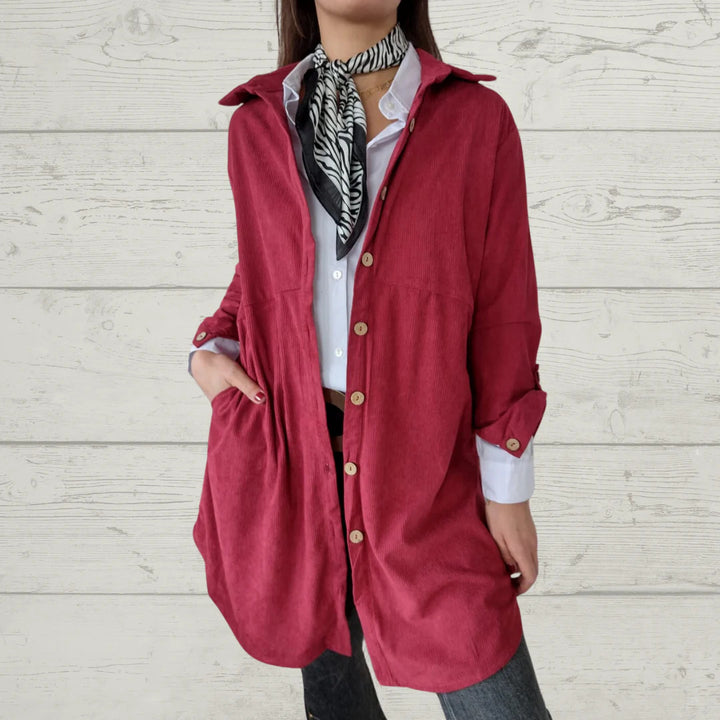 Chemise veste à manches longues pour femmes avec design en cordon texturé et poches pratiques Levoire