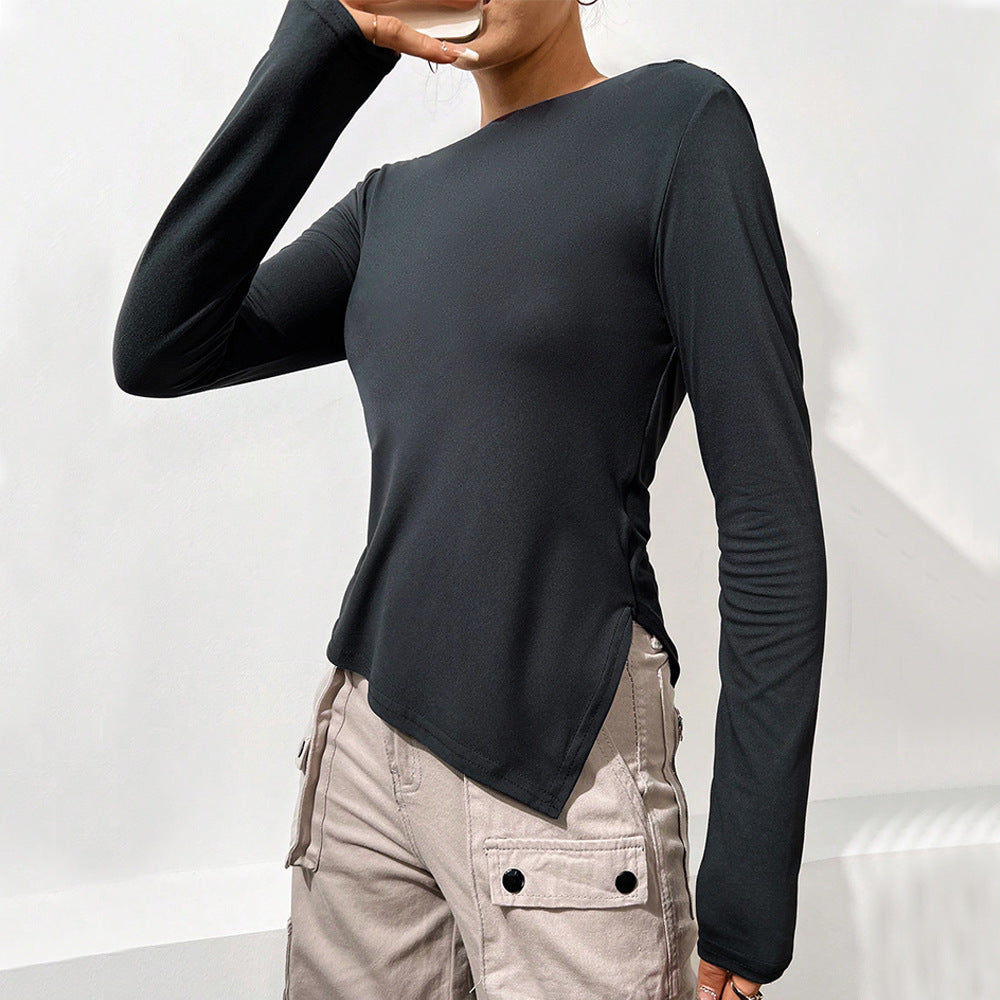 Blouse à manches longues pour femmes avec col cascade décontracté et partie arrière élégante Levoire