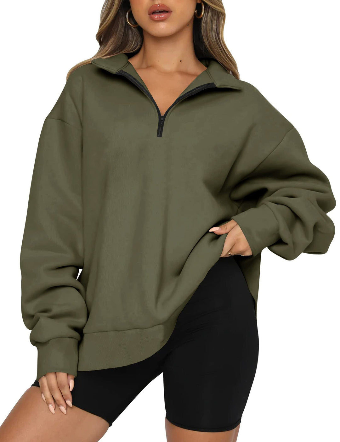 Levoire | Rento Sweat-shirt à Capuche Long à Manches Longues Olive vert