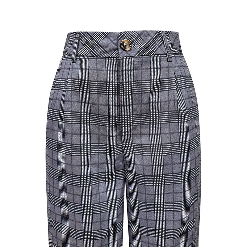 Pantalon large à carreaux pour femmes Levoire