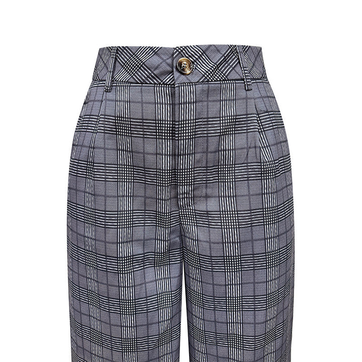 Pantalon large à carreaux pour femmes Levoire