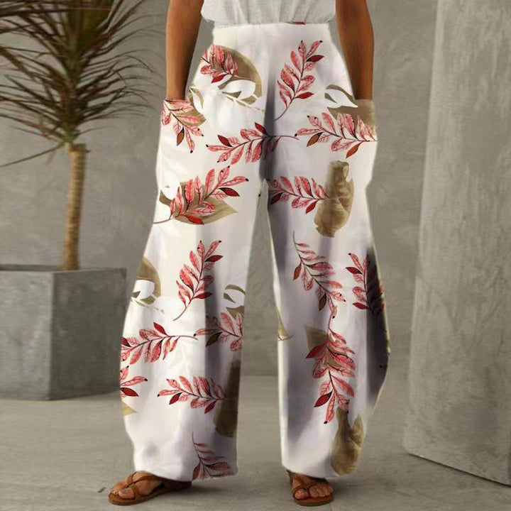 Pantalons fleuris amples pour femmes avec poches et taille élastique Levoire