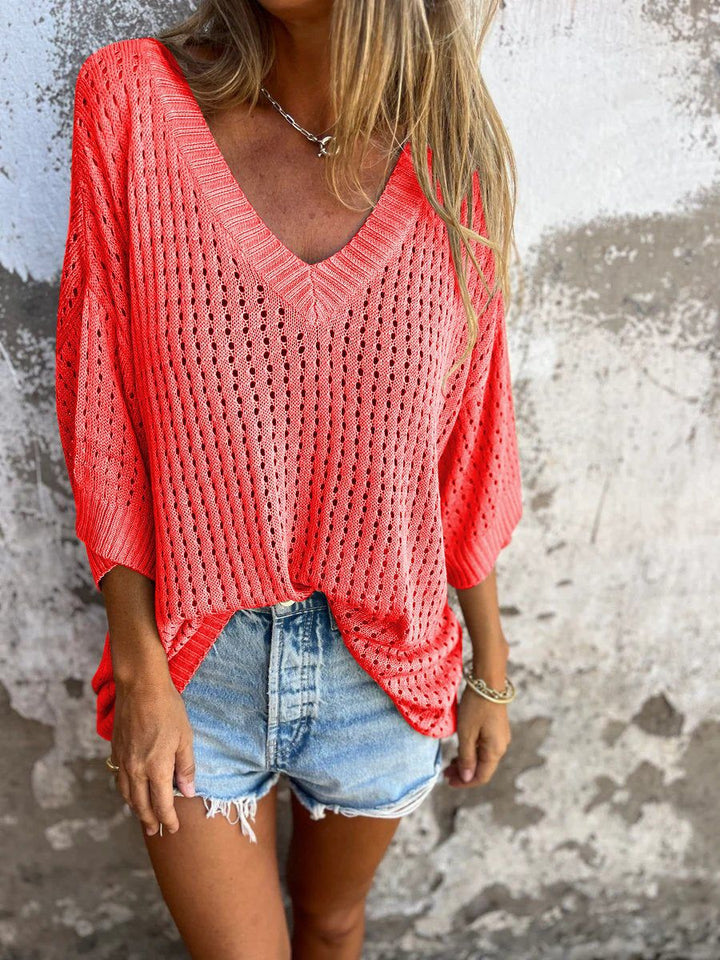 Levoire | Pull Décontracté Ample Pour Femmes Rouge Orange