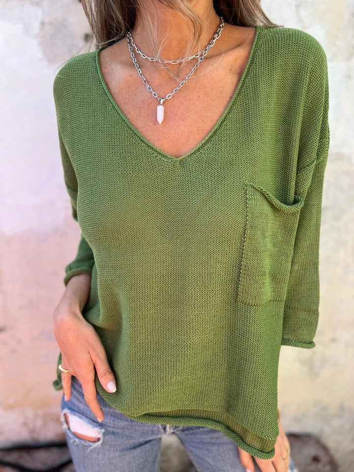 Levoire | Haut En Tricot Décontracté À Col En V Avec Poches