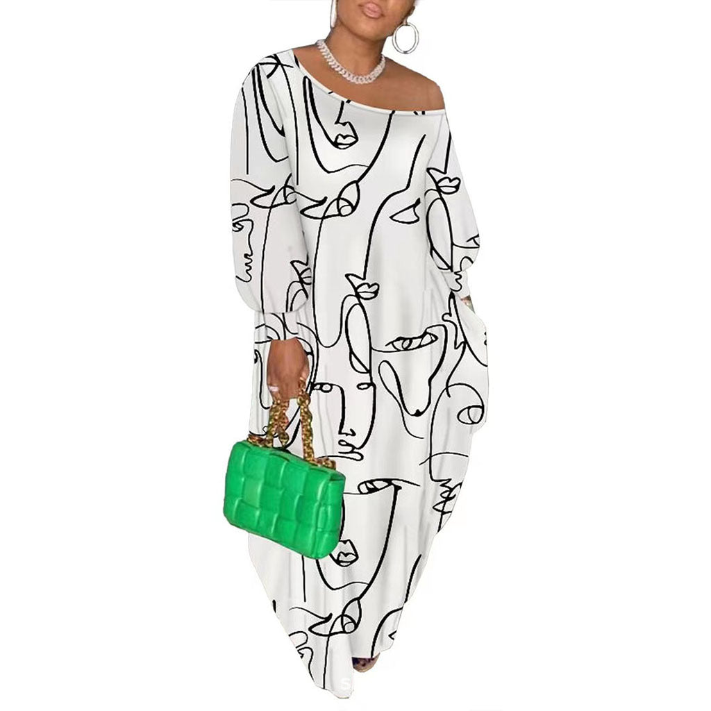 Levoire | Belle robe chemise diagonale avec motif abstrait