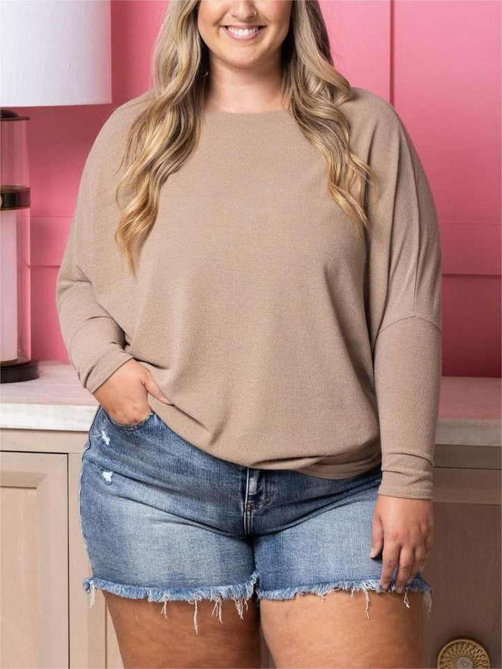 Haut en tricot décontracté pour femmes avec des manches larges et un décolleté rond profond Levoire