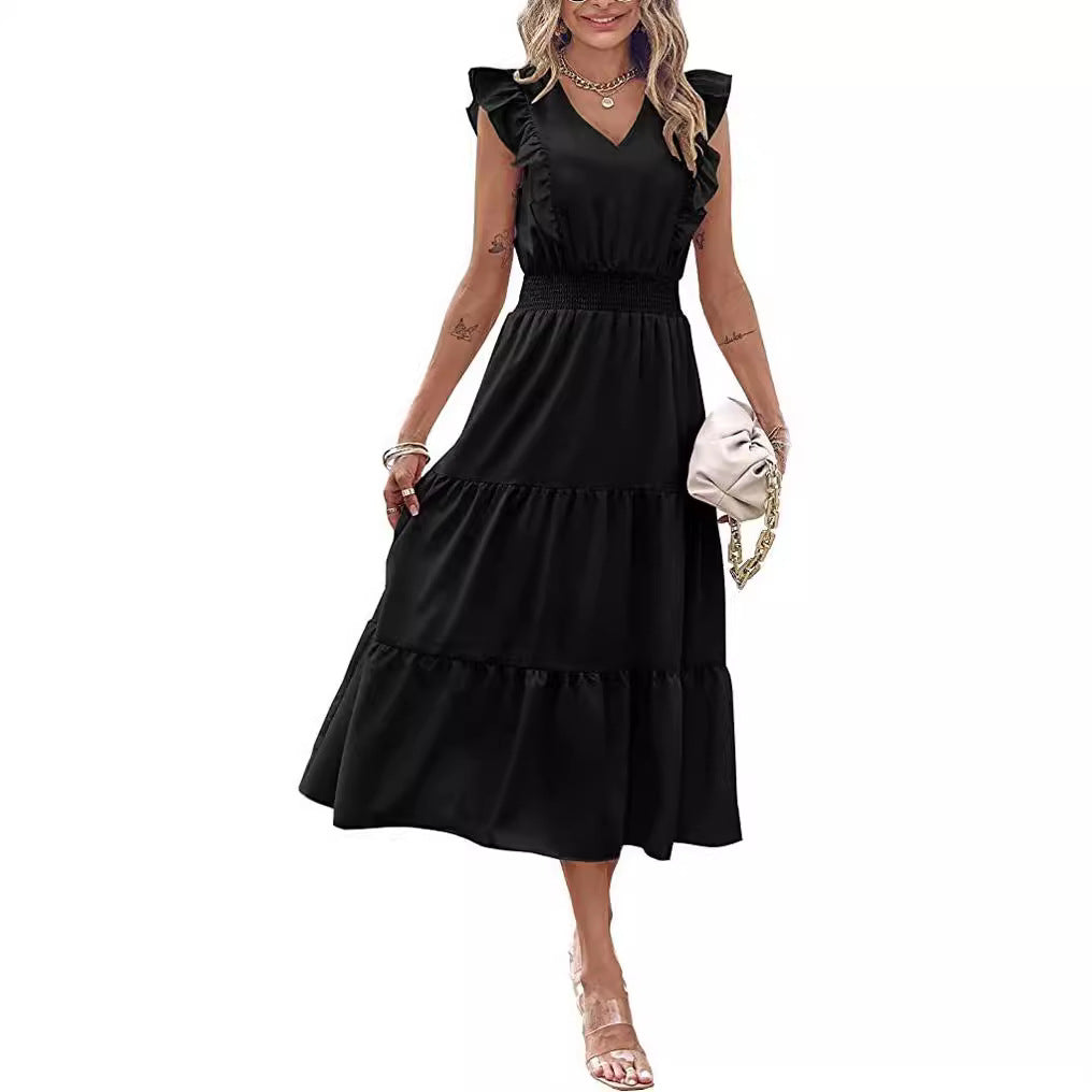 Robe à manches longues pour femmes avec manches bouffantes et jupe volumineuse Levoire