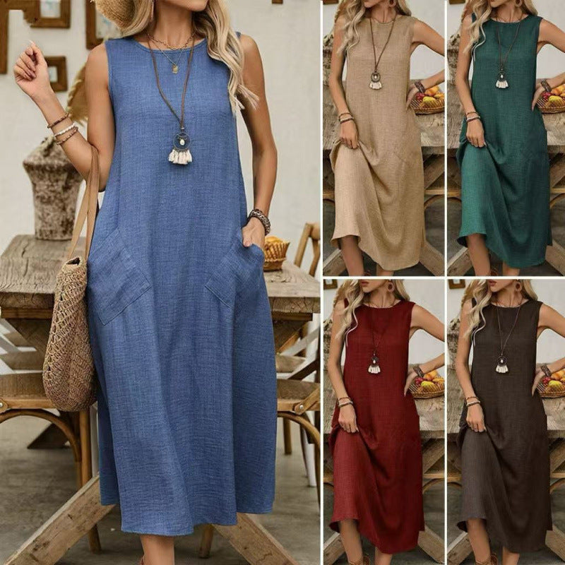 Levoire | Robe unie à col rond sans manches