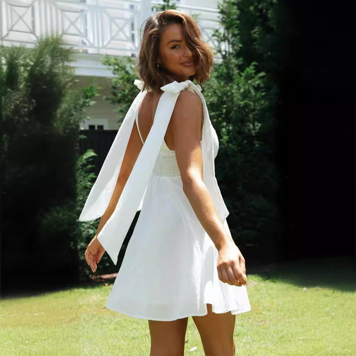 Robe à bretelles pour femme avec des détails de nœud décontractés Levoire