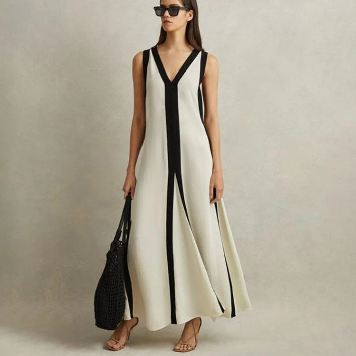 Levoire | Robe Longue Bicolore À Décolleté En V