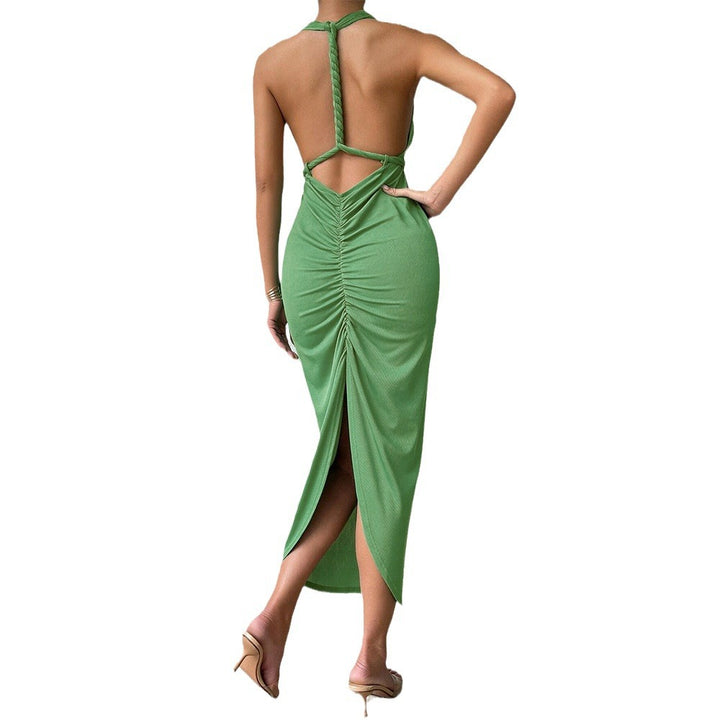 Robe maxi femme avec décolleté en V profond et design élégant à encolure halter Levoire