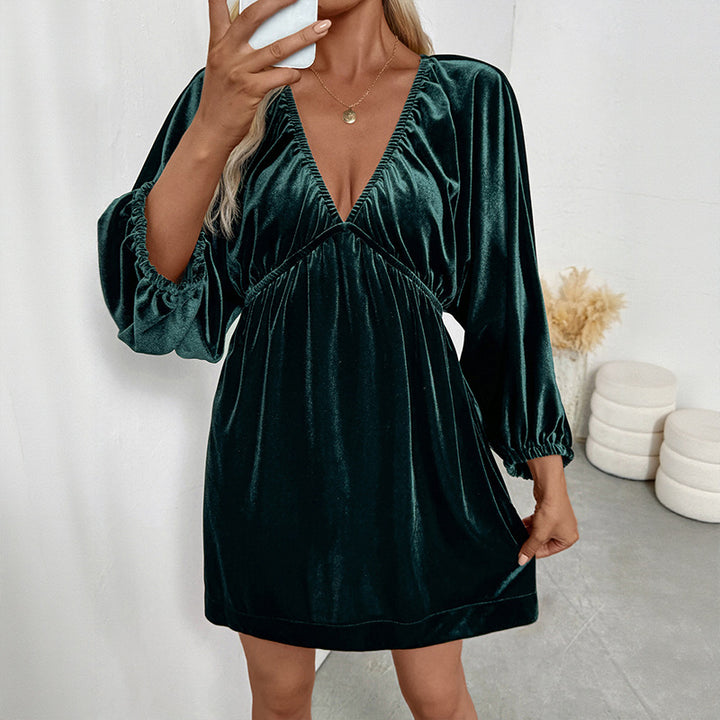 Robe enveloppante en velours pour femmes Levoire