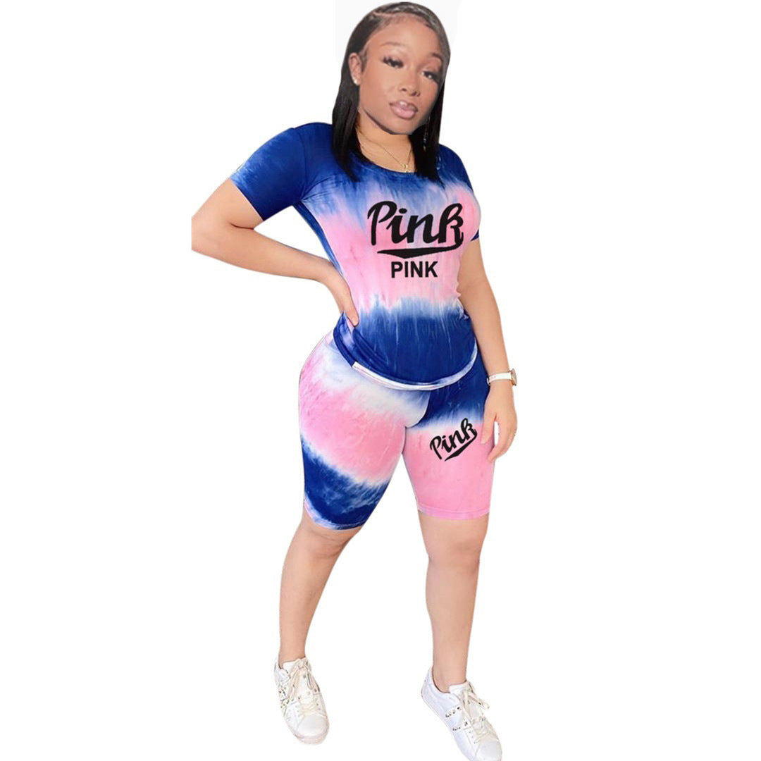 Tenue sportive pour femmes à manches courtes avec motif tie-dye tendance Levoire