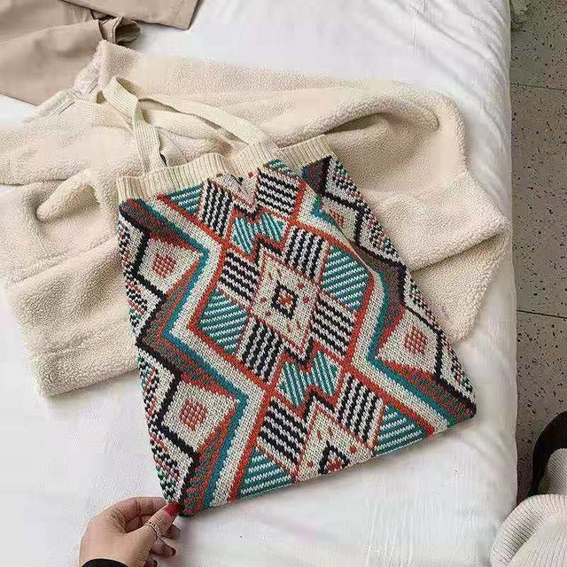 Levoire | Sac Tricoté Géométrique Beige