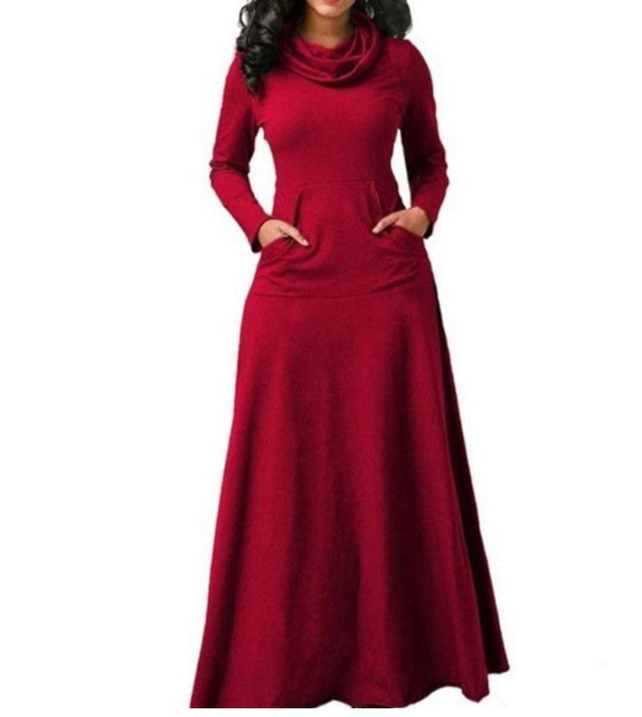 Levoire | Robe Longue À Poches Solides Splice Rouge vin