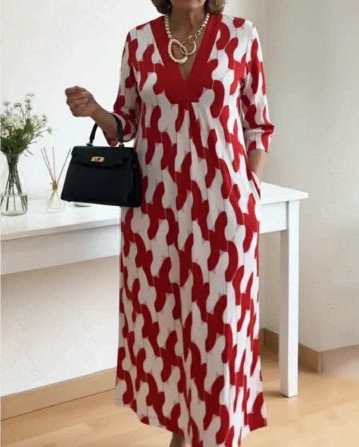 Robe maxi décontractée pour femmes avec un élégant col en V et des poches latérales pratiques Levoire